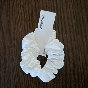 Spoiled Child White Satin Scrunchie